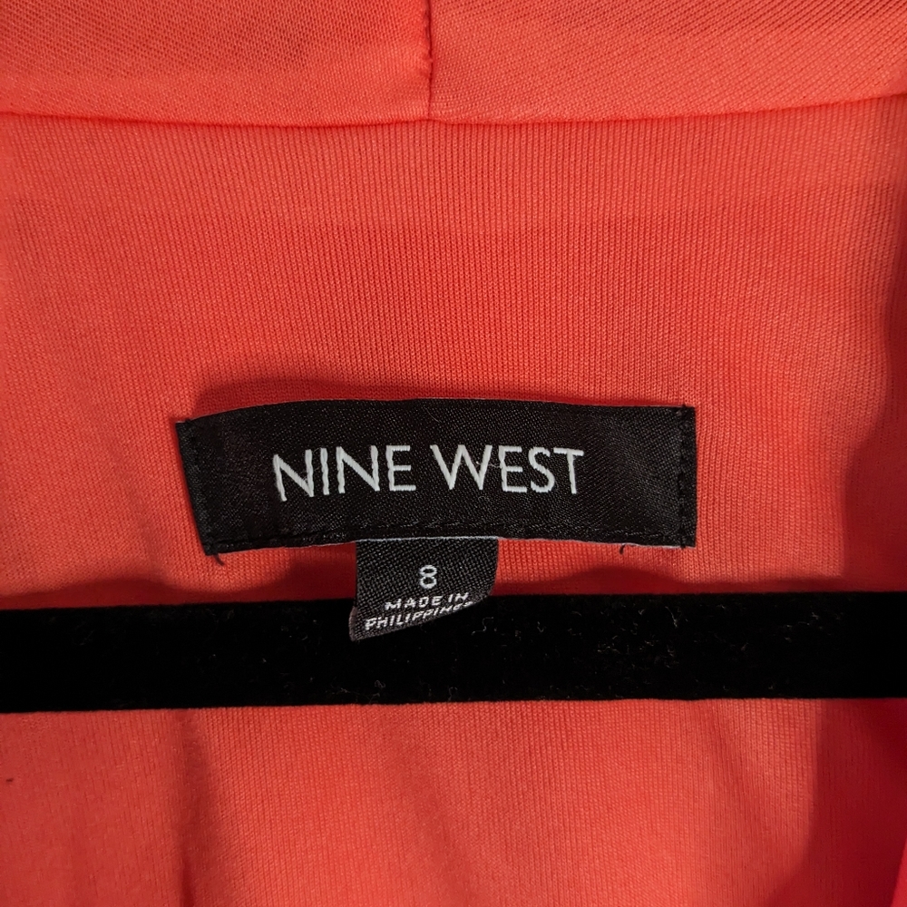 Nine West Fireglow Coral Sleeveless Ruched Halter Cocktail Dress V-Neck, Size: 8 - Picture 5 of 7